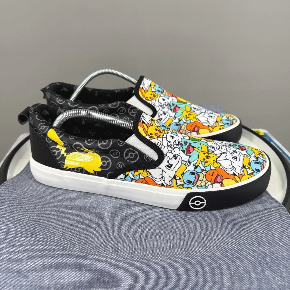 Pokemon Slip‎ On Loafers Sneakers Mens 11 Multicolor Pikachu Boat Shoes Black
